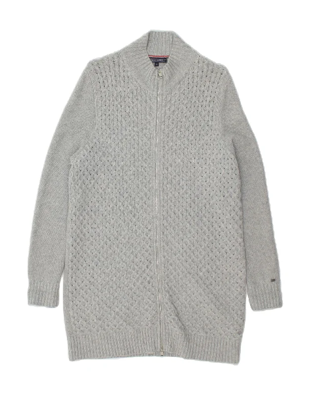 TOMMY HILFIGER Womens Longline Cardigan Sweater UK 18 XL Grey Wool Chenille Blend Fleece Blend Nylon Blend TOMMY HILFIGER Womens Longline Cardigan Sweater UK 18 XL Grey Wool Chenille Blend Fleece Blend Nylon Blend