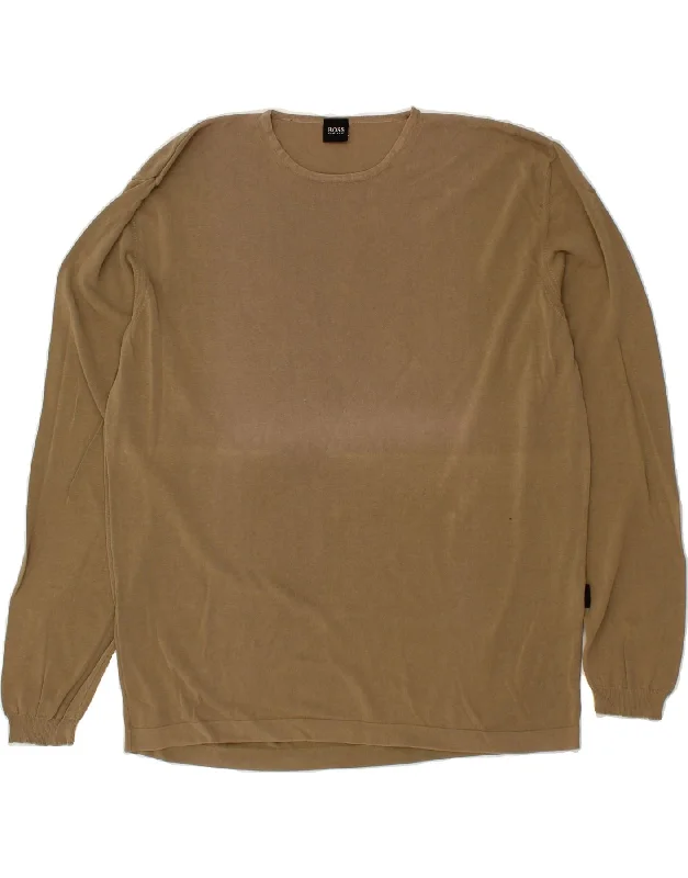 HUGO BOSS Mens Crew Neck Jumper Sweater IT 50 Medium Brown Cotton Terry Terry Cloth Terry Knit HUGO BOSS Mens Crew Neck Jumper Sweater IT 50 Medium Brown Cotton Terry Terry Cloth Terry Knit
