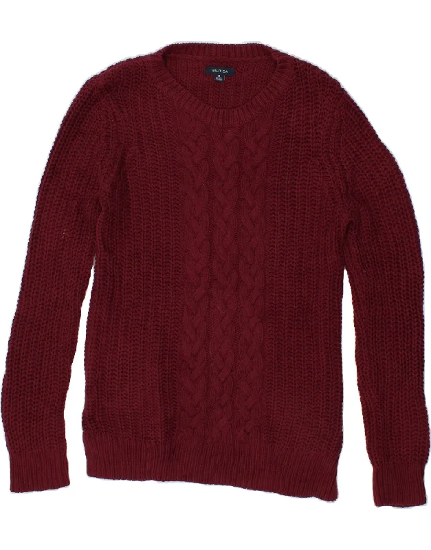 NAUTICA Mens Crew Neck Jumper Sweater Medium Burgundy Cotton Thin Thick Dense