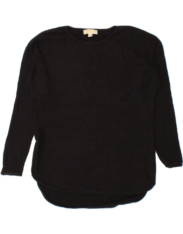 MICHAEL KORS Womens 3/4 Sleeve Boat Neck Jumper Sweater UK 14 Medium Black Long Sweater Short Sweater Cropped Sweater MICHAEL KORS Womens 3/4 Sleeve Boat Neck Jumper Sweater UK 14 Medium Black Long Sweater Short Sweater Cropped Sweater