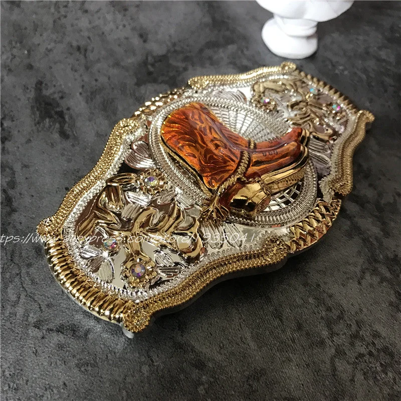 Luxury Gold Series Metal Belt Buckle Western Cowboy Boots Shoes Buckles Fit 4cm Wide Belt Men,Women Jeans,Clothes accessories Fashionable Straight Cut Jeans Luxury Gold Series Metal Belt Buckle Western Cowboy Boots Shoes Buckles Fit 4cm Wide Belt Men,Women Jeans,Clothes accessories Fashionable Straight Cut Jeans