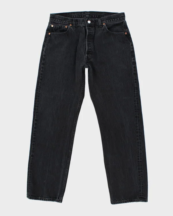 Vintage Levi's 501 Black Jeans - W33 L31 Comfortable Folded Hem Jeans
