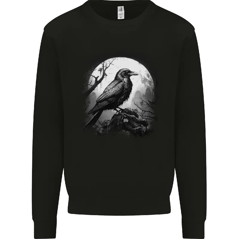 A Moonlit Raven Vikings Fantasy Mythology Crow Mens Sweatshirt Jumper Hoodie with Illustration Artistic Creative A Moonlit Raven Vikings Fantasy Mythology Crow Mens Sweatshirt Jumper Hoodie with Illustration Artistic Creative
