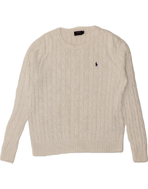 POLO RALPH LAUREN Womens Boat Neck Jumper Sweater UK 16 Large White Cotton Ribbed Striped Patterned POLO RALPH LAUREN Womens Boat Neck Jumper Sweater UK 16 Large White Cotton Ribbed Striped Patterned