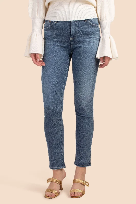 AG Medium Wash Mari High Rise Crop Jean Trendy Colored Denim Jeans