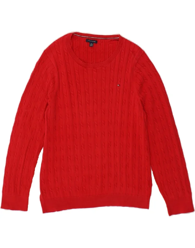 TOMMY HILFIGER Womens Boat Neck Jumper Sweater UK 20 2XL Red Cotton Hooded Sweater Collared Sweater Shawl Collar TOMMY HILFIGER Womens Boat Neck Jumper Sweater UK 20 2XL Red Cotton Hooded Sweater Collared Sweater Shawl Collar