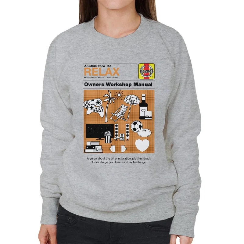 Haynes How To Relax Manual Women's Sweatshirt Hoodie with Typography Text Message