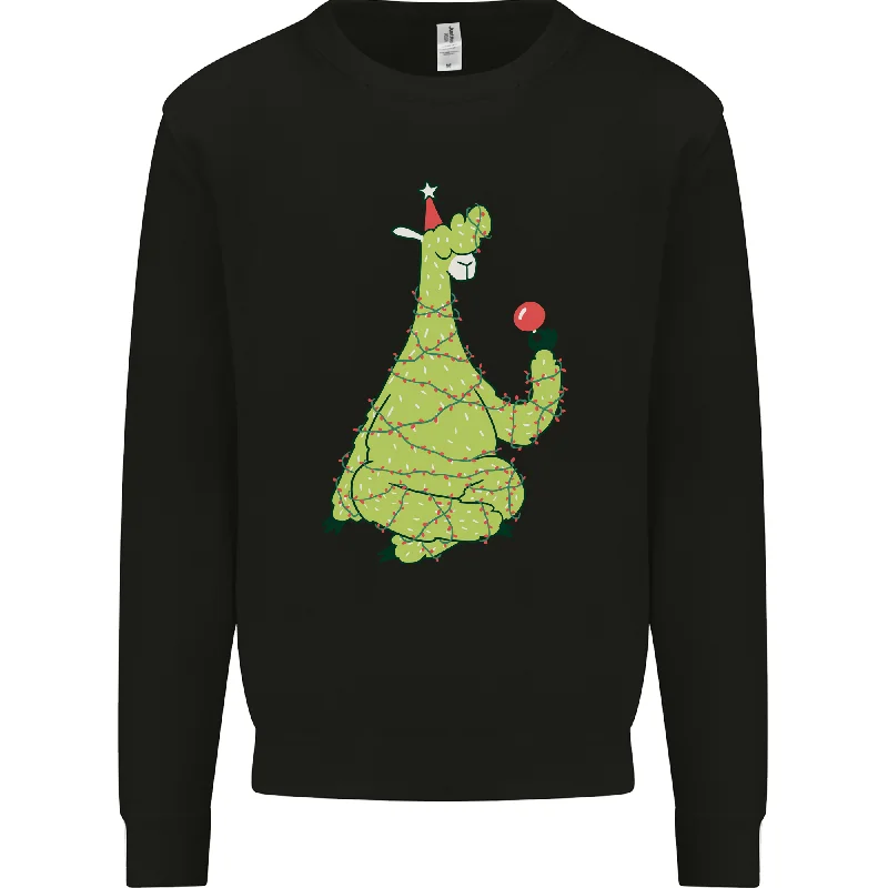 A Llama Wearing a Christmas Hat Xmas Mens Sweatshirt Jumper Hoodie with Hem Lace Feminine Delicate A Llama Wearing a Christmas Hat Xmas Mens Sweatshirt Jumper Hoodie with Hem Lace Feminine Delicate