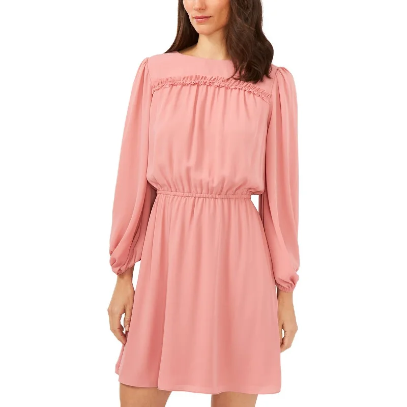 Womens Chiffon Blouson Mini Dress Cozy Knit Mini Dress