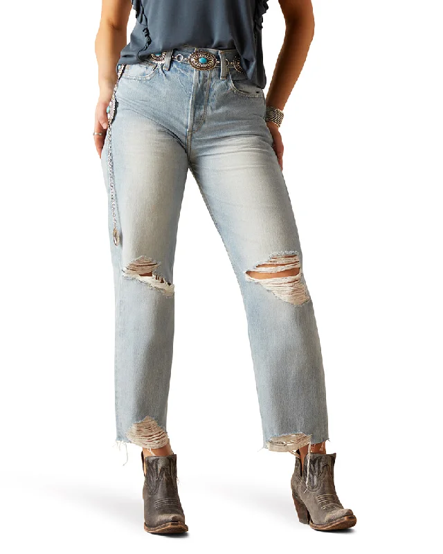 Women's Ultra High Rise Tomboy Straight Jeans Trendy Bootcut High-Waisted Jeans