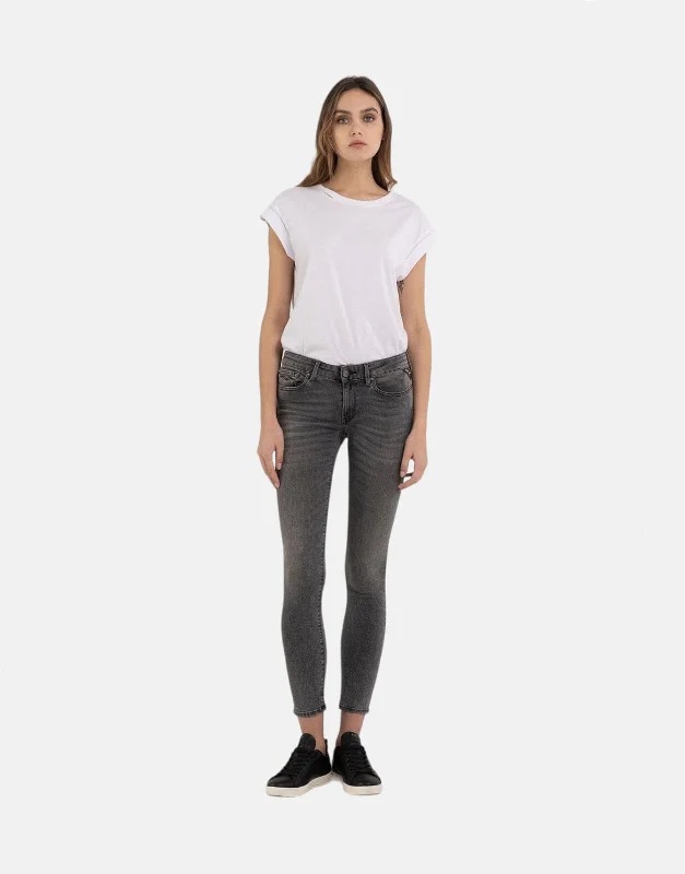 Replay Hyperflex New Luz Skinny Fit Grey Jeans Casual High-Waisted Bootcut Jeans