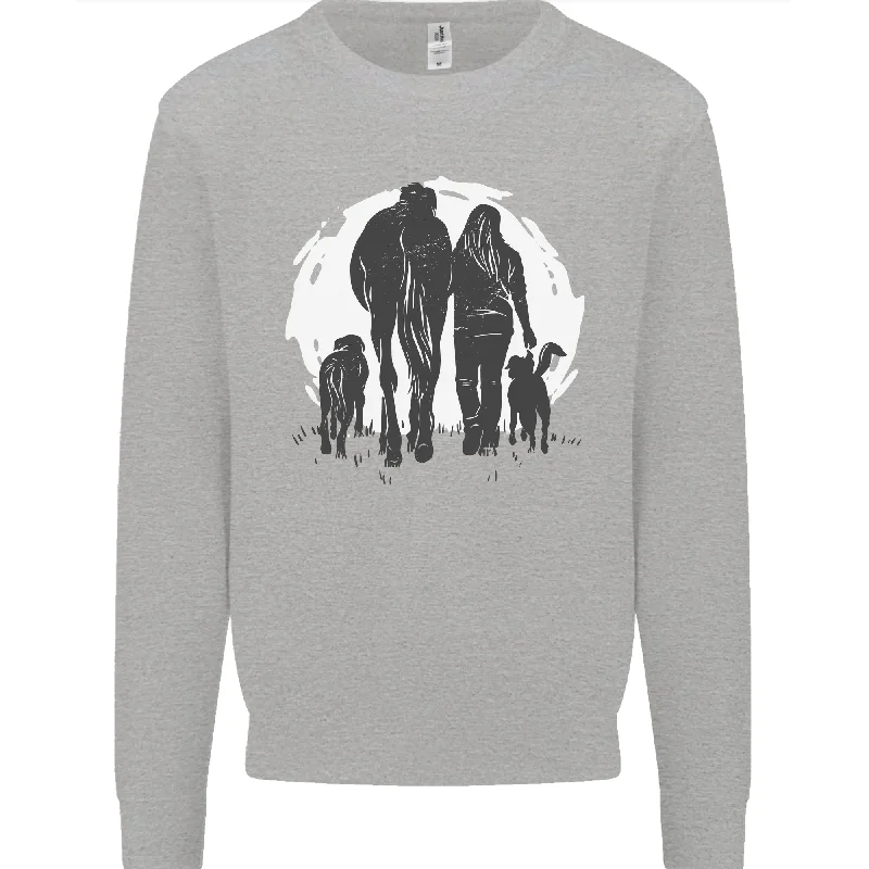A Horse and Dogs Equestrian Riding Rider Mens Sweatshirt Jumper Hoodie with Relaxed Fit Easy Casual A Horse and Dogs Equestrian Riding Rider Mens Sweatshirt Jumper Hoodie with Relaxed Fit Easy Casual