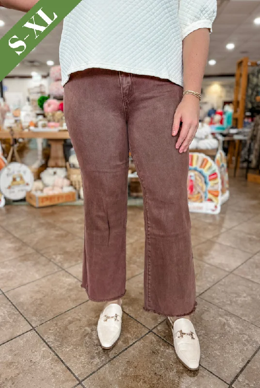The Rowan Wide Leg Straight Jeans in Mahogany Casual Light Wash Jeans