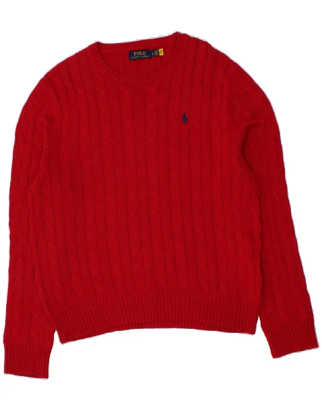 POLO RALPH LAUREN Mens Boat Neck Jumper Sweater Large Red Cotton Jersey Fabric Tulle Fabric Batik Fabric