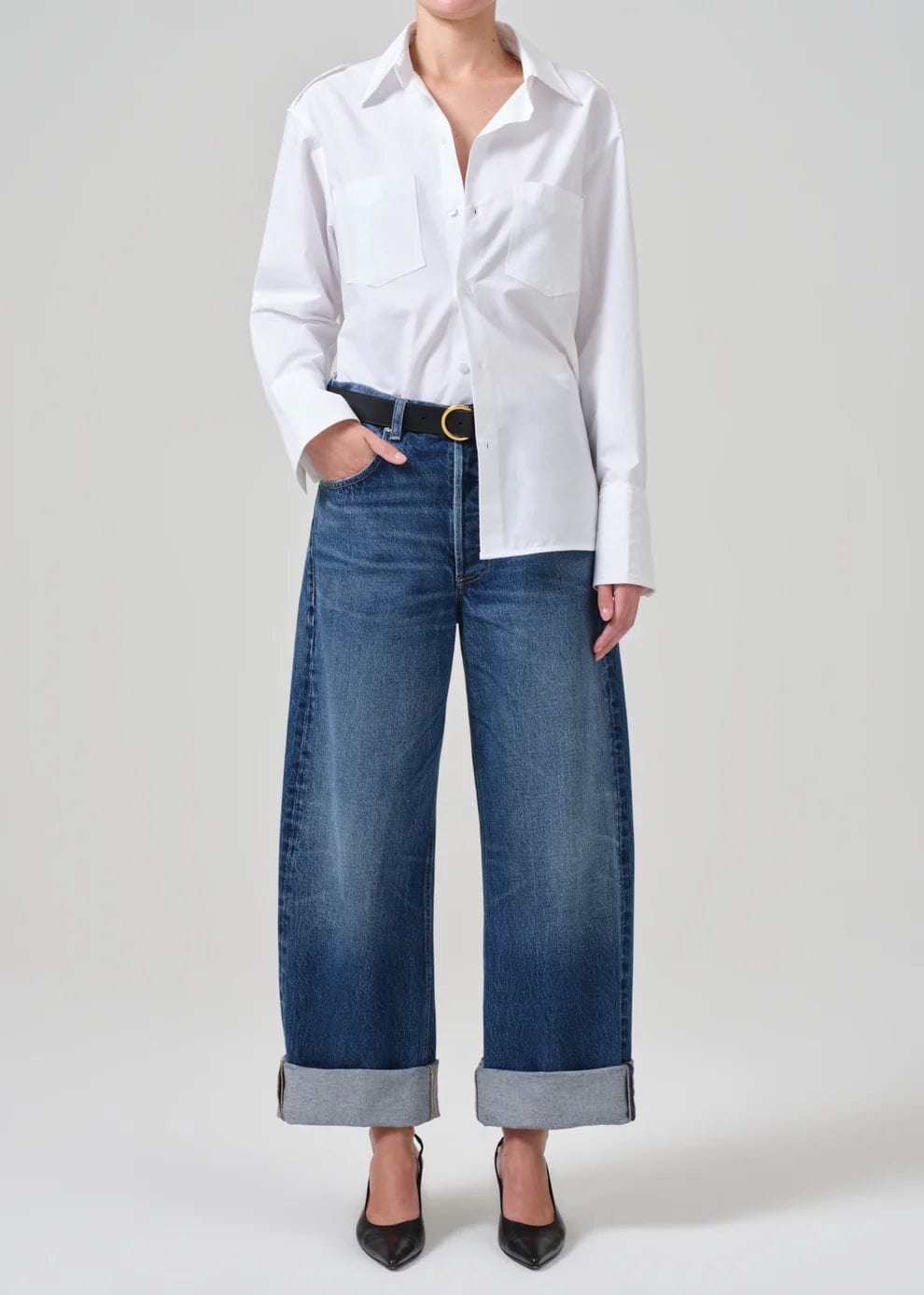 Ayla Baggy Cuff Jeans - Claremont Fashionable Vintage Wash Jeans