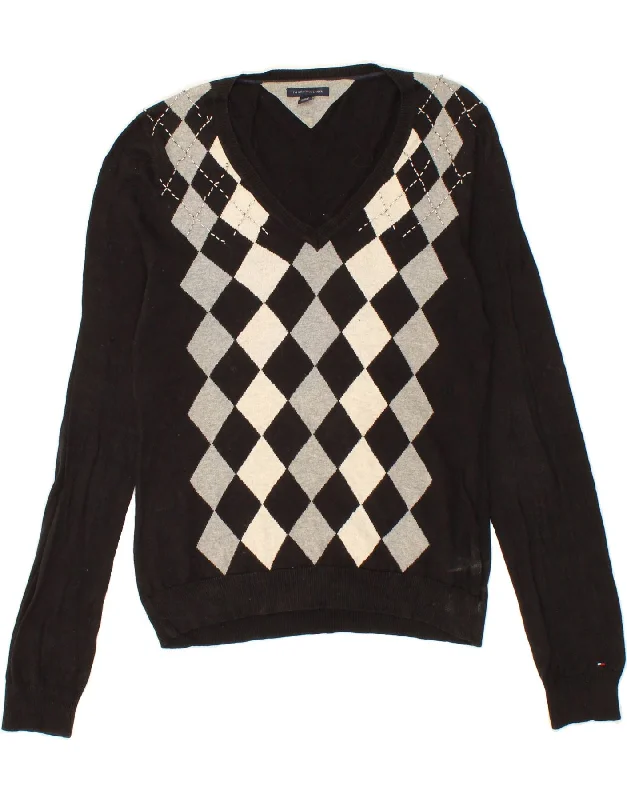 TOMMY HILFIGER Womens V-Neck Jumper Sweater UK 14 Medium Black Tailored Straight A-Line TOMMY HILFIGER Womens V-Neck Jumper Sweater UK 14 Medium Black Tailored Straight A-Line