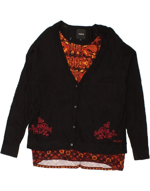DESIGUAL Womens Boat Neck Jumper Sweater UK 16 Large Black Colourblock Hooded Sweater Collared Sweater Shawl Collar DESIGUAL Womens Boat Neck Jumper Sweater UK 16 Large Black Colourblock Hooded Sweater Collared Sweater Shawl Collar