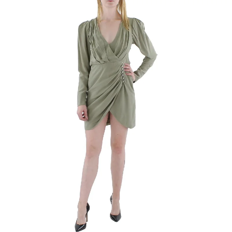 Leilani Womens Puff Sleeve Pleated Mini Dress Fashionable Lace Mini Dress