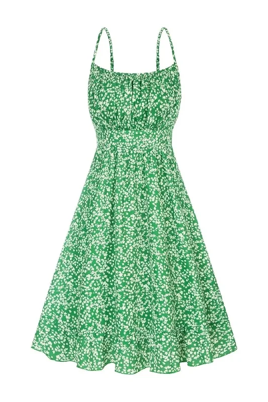 Amalfi Floral Flare Mini Dress - Green Fashionable Party Mini Dress
