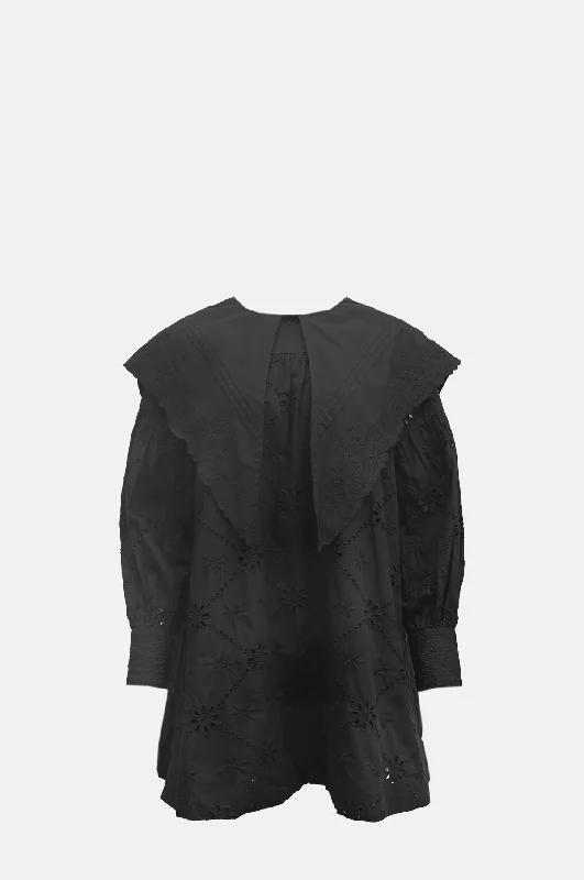 Clementine Collared Mini Dress Black Fashionable Button-Front Mini Dress