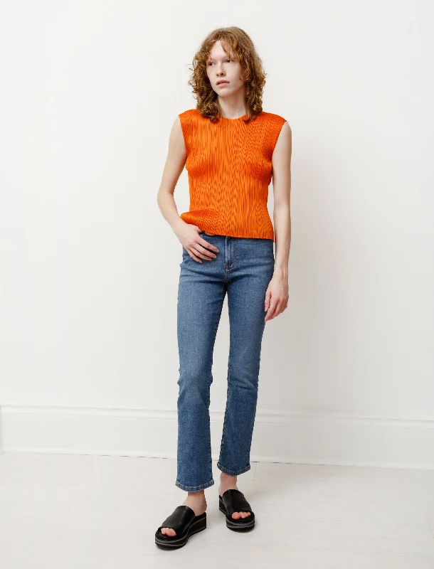 MW006 Midtown Jeans Mid Vintage Blue Trendy Pleated Waist Jeans