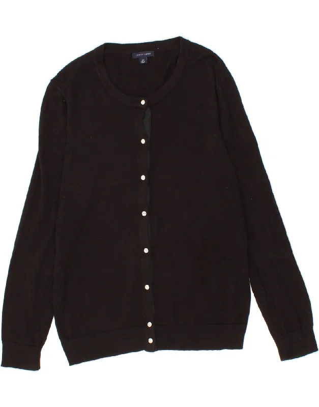 TOMMY HILFIGER Womens Cardigan Sweater UK 16 Large Black Cotton Hooded Caped Shawl Collar TOMMY HILFIGER Womens Cardigan Sweater UK 16 Large Black Cotton Hooded Caped Shawl Collar