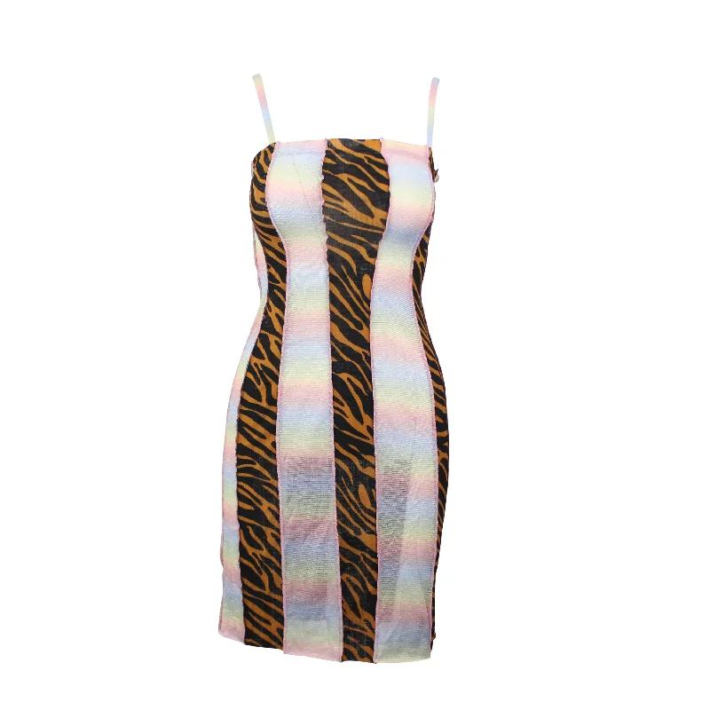 ROBERTO SANCHEZ TIGER RAINBOW MACUMBA MINI DRESS Casual Button-Up Mini Dress