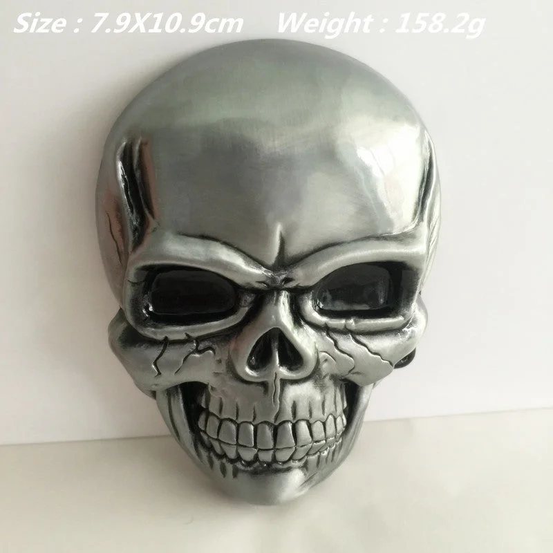 Retail 2016 New style Skull Cowboy belt buckle for Men women Jeans accessories Fit 4cm Wide Belt 79*109mm 158.2g Silver Metal Fashionable Distressed Jeans