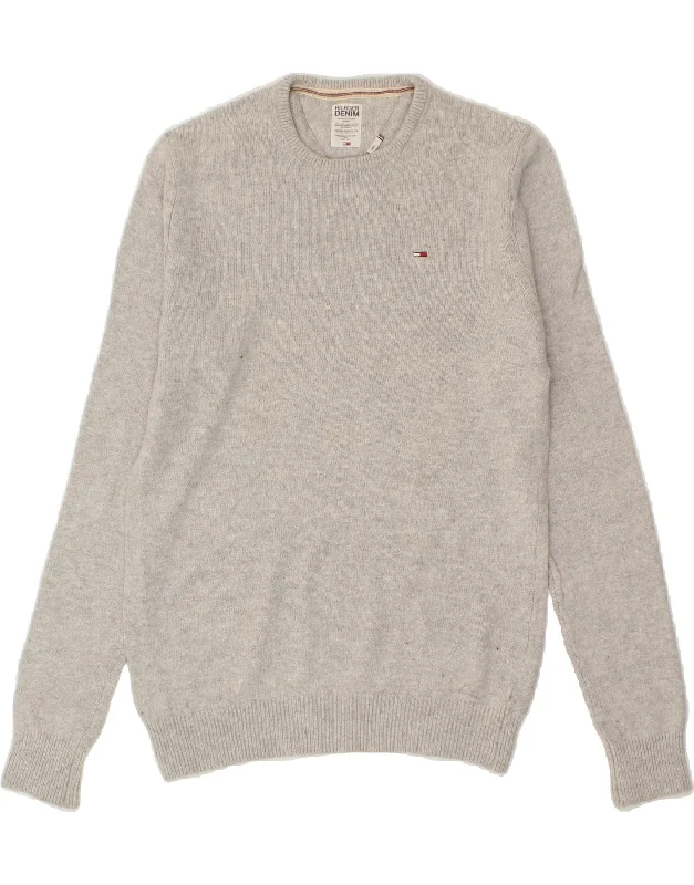 TOMMY HILFIGER Mens Boat Neck Jumper Sweater Small Grey Cotton Silk Blend Satin Velvet TOMMY HILFIGER Mens Boat Neck Jumper Sweater Small Grey Cotton Silk Blend Satin Velvet