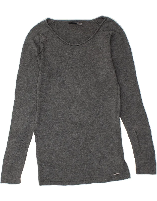 CALVIN KLEIN JEANS Womens Boat Neck Jumper Sweater UK 4 XS Grey Front Pockets Side Pockets Patch Pockets CALVIN KLEIN JEANS Womens Boat Neck Jumper Sweater UK 4 XS Grey Front Pockets Side Pockets Patch Pockets