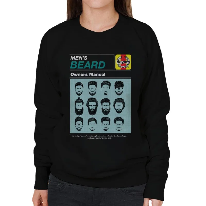 Haynes Mens Beard Owner Manual Women's Sweatshirt Hoodie with Hem Applique Textured Unique Haynes Mens Beard Owner Manual Women's Sweatshirt Hoodie with Hem Applique Textured Unique