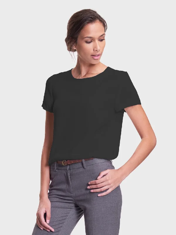 Ladies' Shell Blouse - Black Elegant Office Blouse