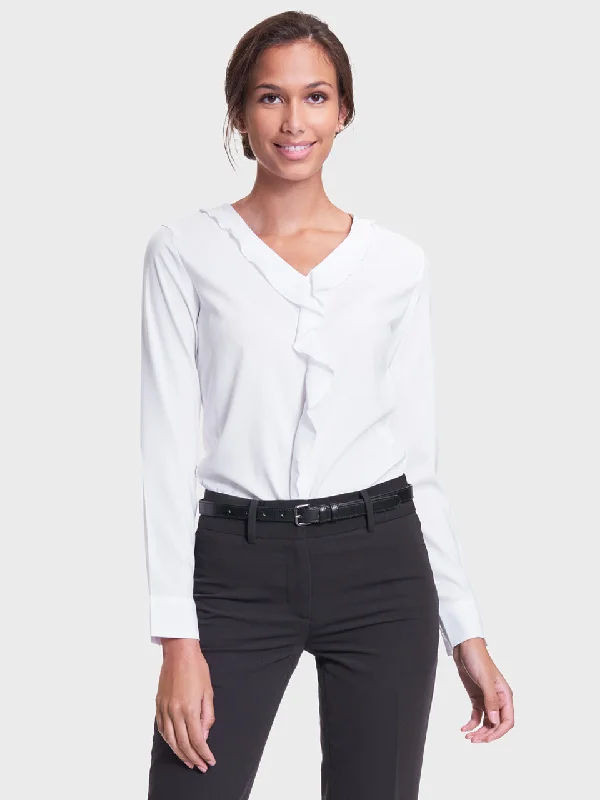 Ladies' Charlotte Blouse - White Soft Pastel Blouse