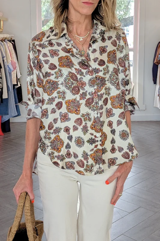 Brooks Blouse | Chic Ecru Sheer Mesh Blouse