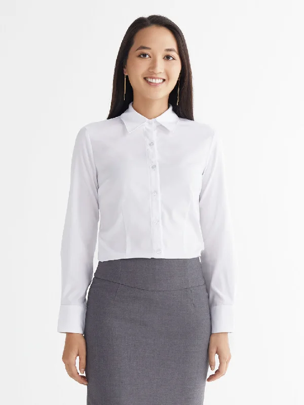 Ladies' Classic Blouse - White Bell Sleeve Blouse