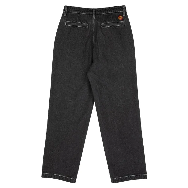 Santa Cruz Womens Pant Nolan Slouch - Black Wash Denim Comfy Zip-Up Pants