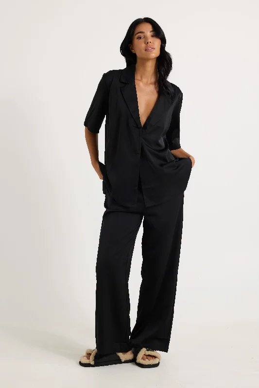 Zelda Pant Black Relaxed Lounge Trousers