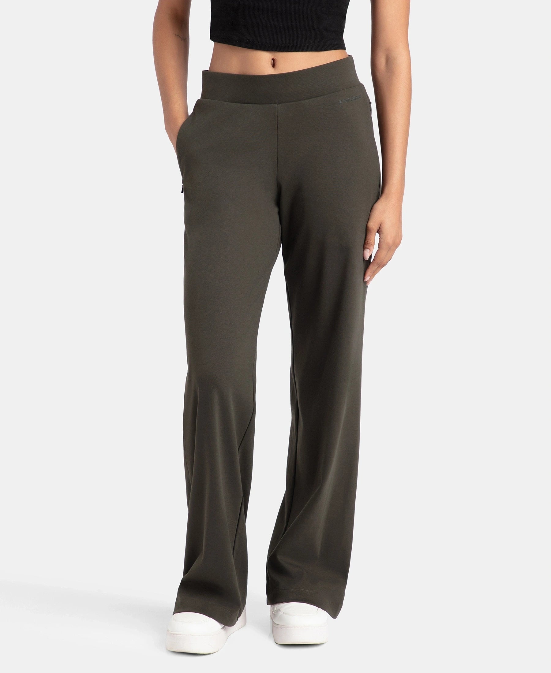 Super Combed Cotton Rich Relaxed Fit Wide Leg Pants with Zipper Pockets - Olive Chic Slim Fit Pants Super Combed Cotton Rich Relaxed Fit Wide Leg Pants with Zipper Pockets - Olive Chic Slim Fit Pants