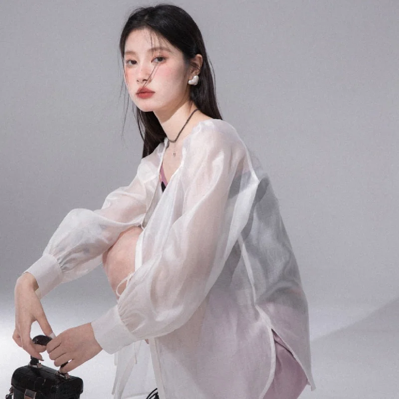 Gossamer Dream Blouse Delicate Pleat Blouse