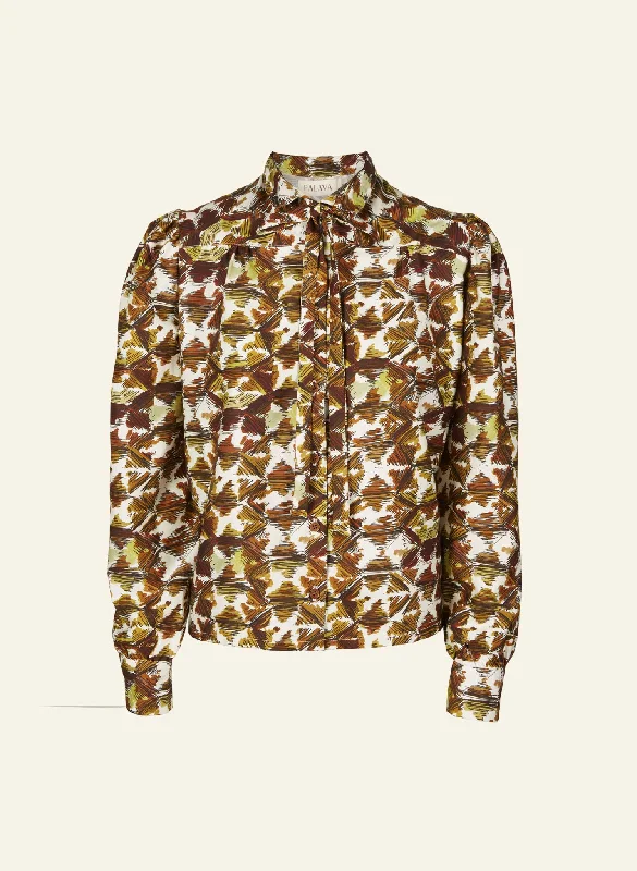 Anna - Rust Tortoiseshell Blouse Smart Casual Blouse