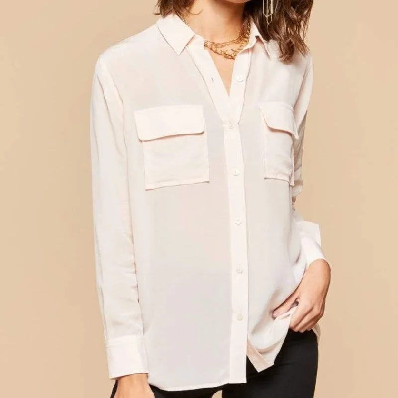Renee Silk Blouse - Pearl Pink Office Formal Blouse