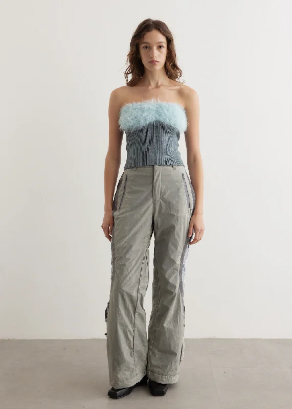 Crack Padded Lace-Up Wide Pants Elegant Silk Pants