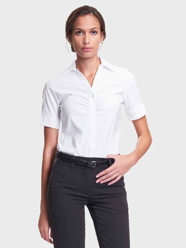 Ladies' Victoria Blouse - White Off-Shoulder Wrap Blouse