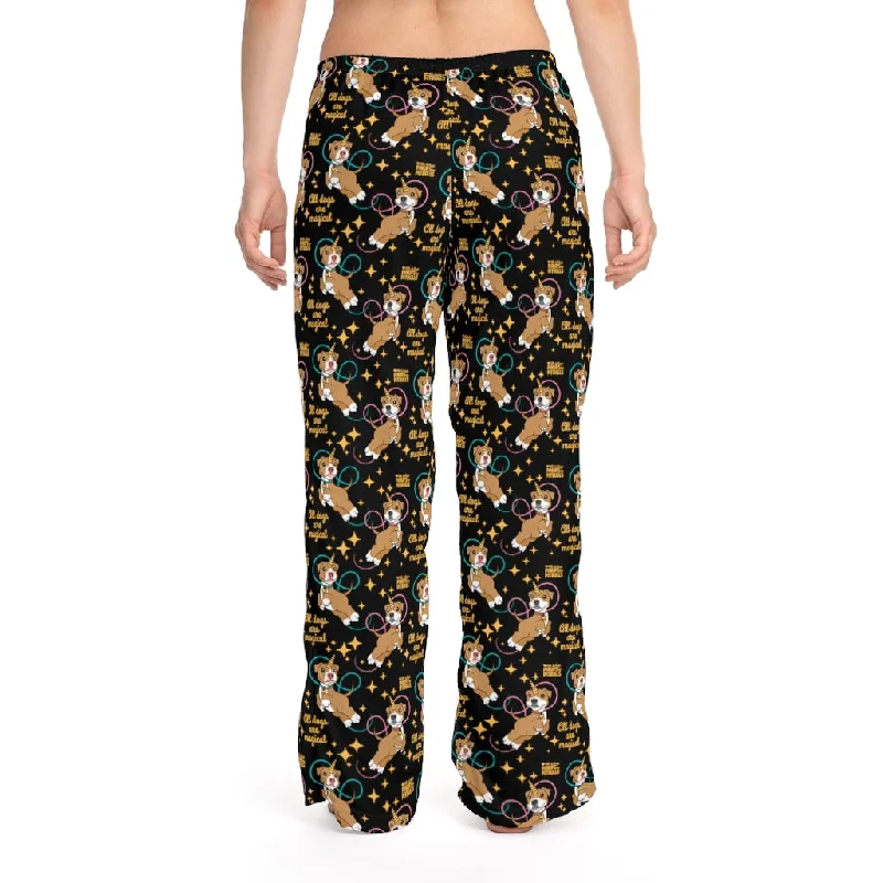 ONE SIZE Women's Pajama Pants: All Dogs Are Magical Piticorn Elegant Silk Pants