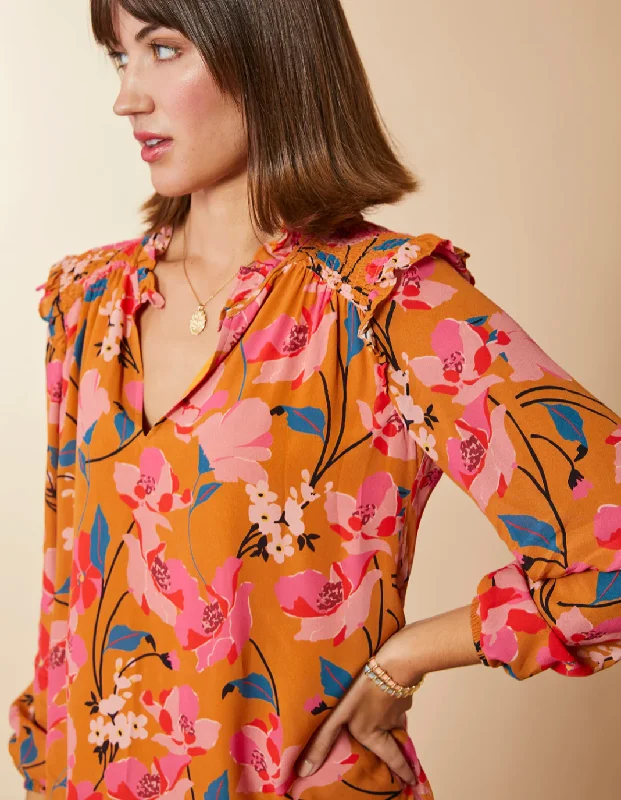 Aisley Blouse Botanic Garden Floral Stems Casual Relaxed Blouse