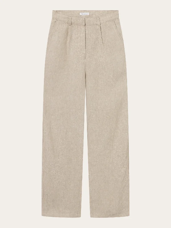 Loose natural linen pants - Light feather gray Elegant Silk Pants