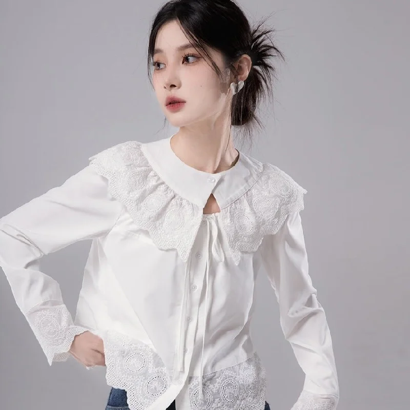 Angelic Lace Collar Blouse Lightweight Tunic Blouse