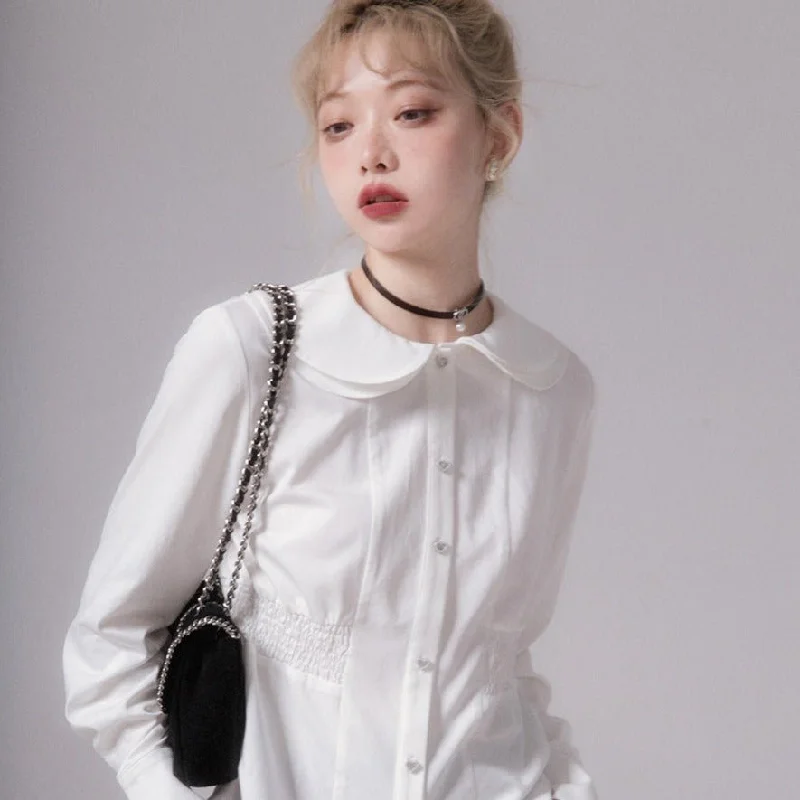 Porcelain Petal Collar Blouse Feminine Pastel Blouse
