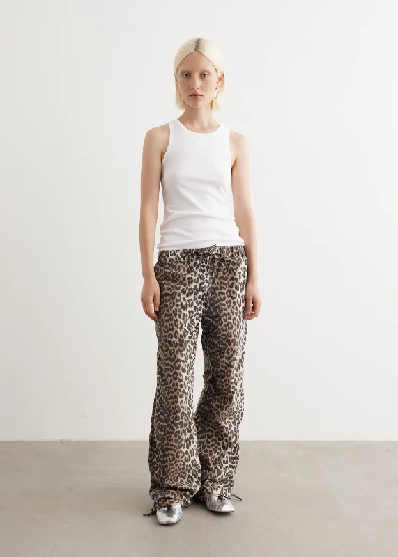 Washed Cotton Canvas Drawstring Pants Formal Slim Pants