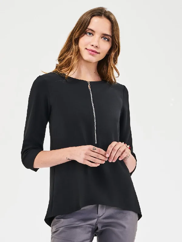 Ladies' Lina Blouse - Black Soft Pastel Blouse